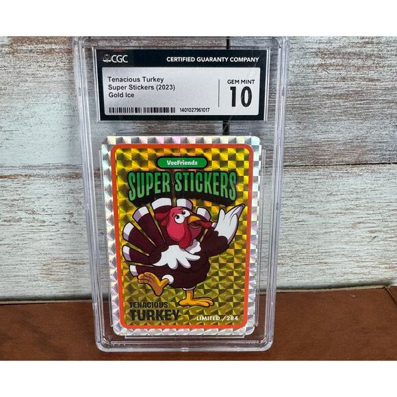 NFT EXCLUSIVE Veefriends Tenacious Turkey Gold Ice Super Sticker(2023) CGC 10 - Picture 1 of 3